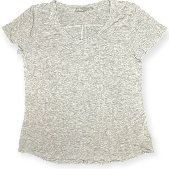 PRANA Women’s Gray Foundation Short Sleeve V-Neck Pocket Tee Size Medium - Picture 1 of 6